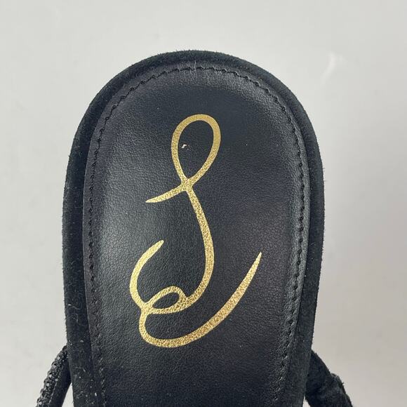 Sam Edelman Agustina Black Suede Rhinestone Pointed Toe Stiletto Pumps Mules 10 - Picture 6 of 6